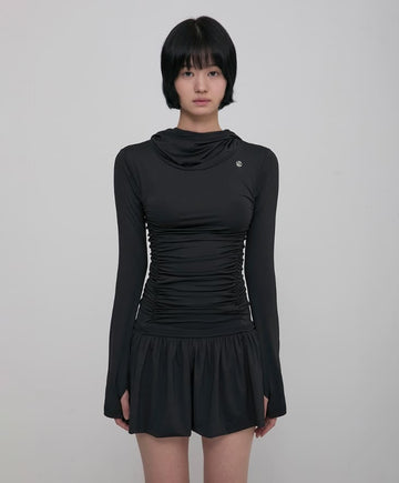 Hooded High Neck Long Dress